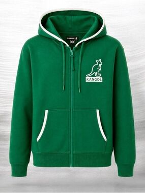 🆕 KANGOL Full Zip Logo Hoodie Classic Hunter green NWT Small